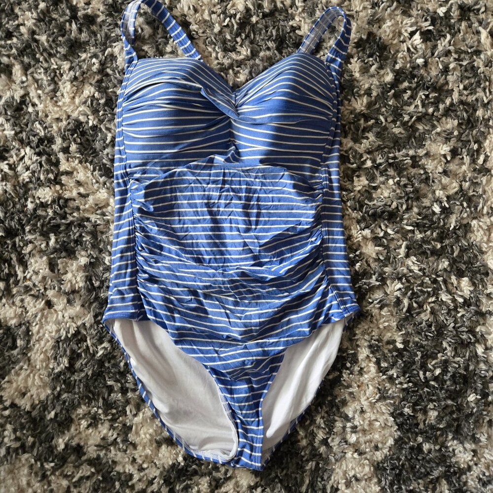 Sea Level Women’s Striped One Piece Swimsuit | Size 14 | Blue & White